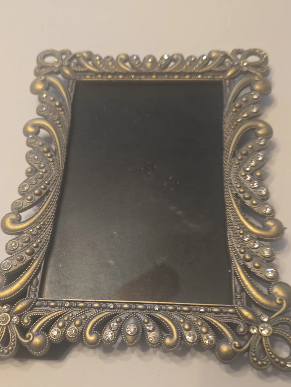 Set Of 3 Ornate Jeweled Decorative Picture Frame - Antique Gold Tone 8